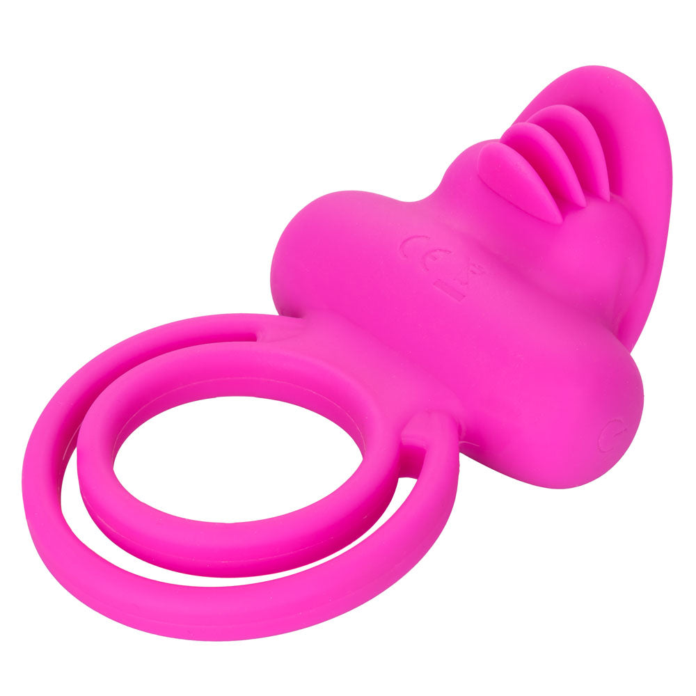 Dual Clit Flicker Enhancer Vibrating Cock Ring Pink