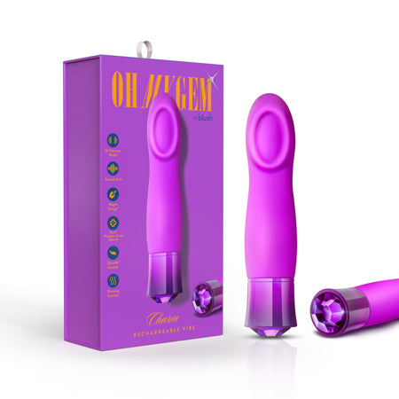 Oh My Gem Charm Rechargeable Warming Silicone Cupped Vibrator Amethyst