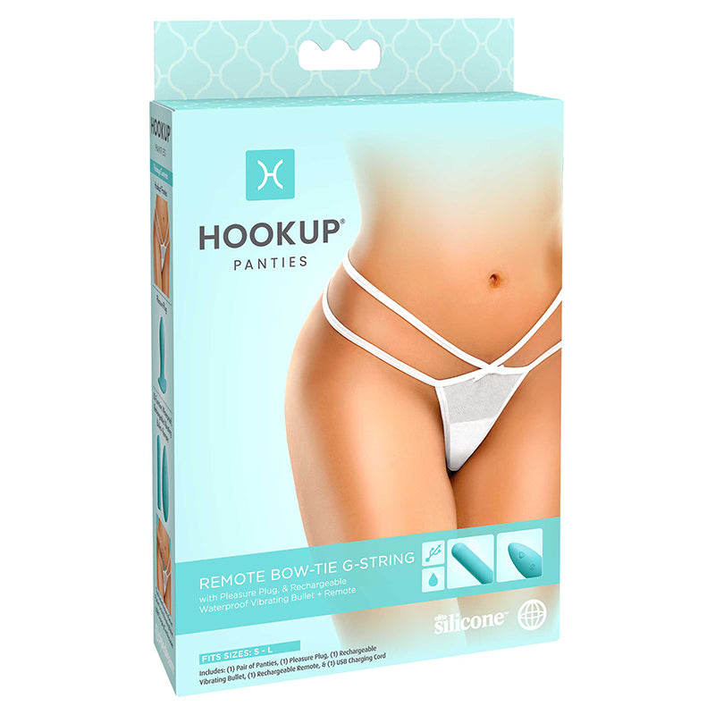 Hookup Remote Bow-Tie G-String White Fits Size S-L