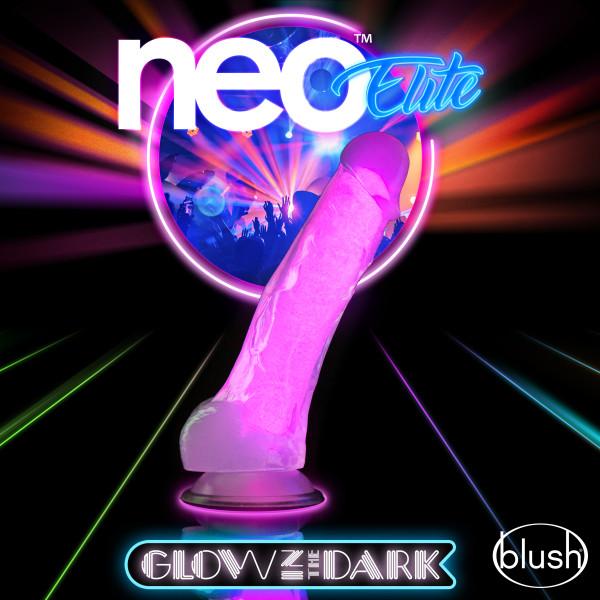 Neo Elite Glow In The Dark 7.5 In Silicone Cock W/ Balls