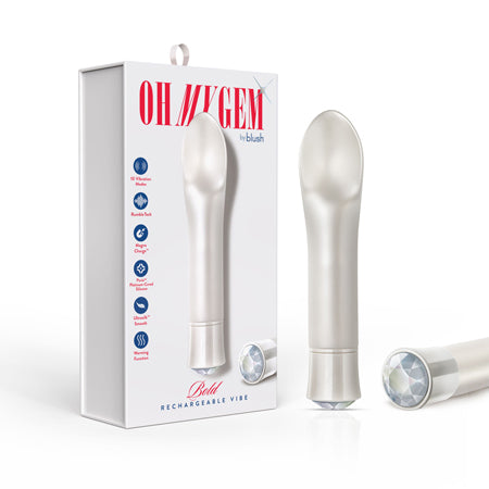 Oh My Gem Bold Rechargeable Warming Silicone Scooped Tongue Vibrator Diamond