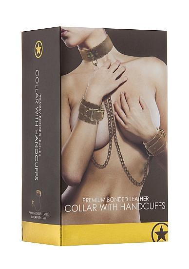Ouch Collar With Handcuffs Brown