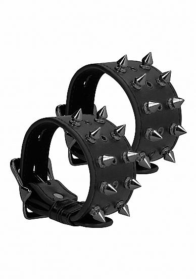 Ouch! Skulls And Bones Handcuffs With Spikes Black