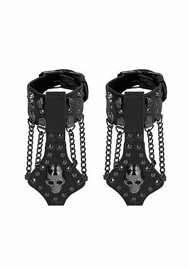 Ouch! Handcuffs With Skulls And Chains Black