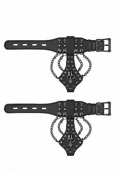 Ouch! Handcuffs With Skulls And Chains Black