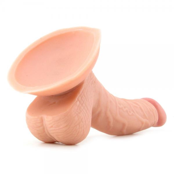 All American Mini Whoppers 5-Inch Curved Dong With Balls-Flesh