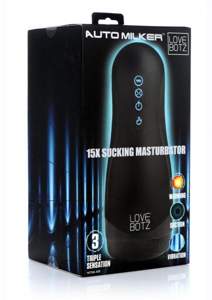 LoveBotz Handheld Milker recargable 15X chupando masturbador - negro