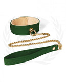 Spartacus Plush Lined Pu Collar & Chained Leash - Green