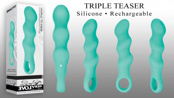 Evolved Triple Teaser Rechargeable Silicone Teal