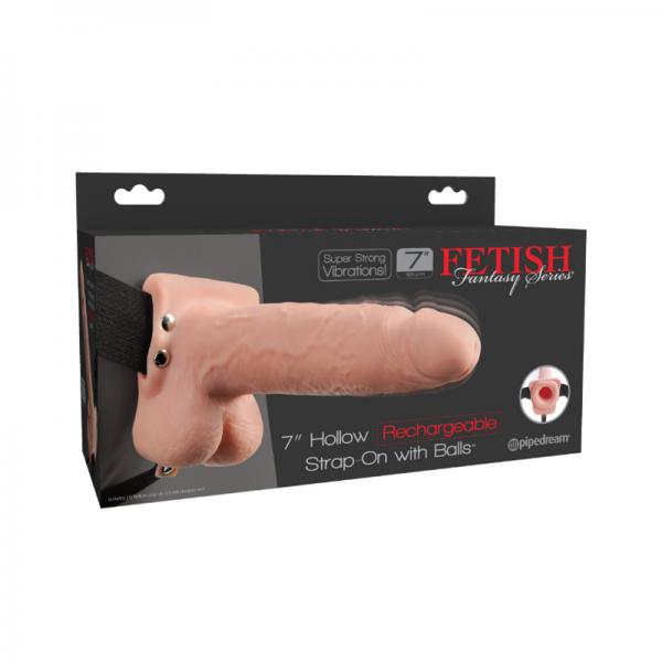 Fetish Fantasy 7in Hollow Rechargeable Strap-on With Balls,