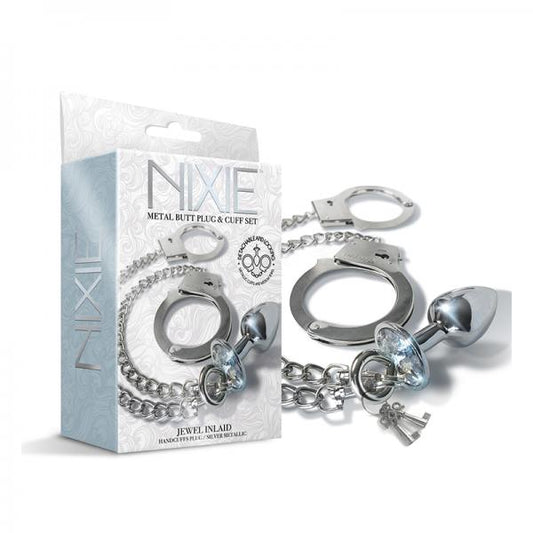 Nixie Set Plug Anal y Esposas de Metal Plata