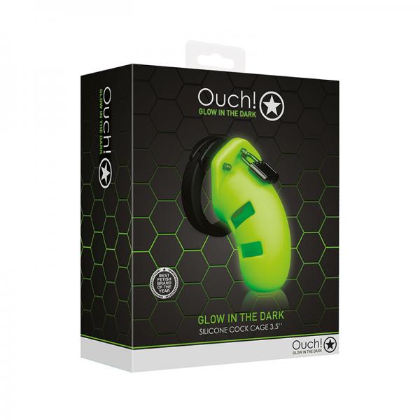 ¡Ay! Jaula para pene Glow modelo 20 de 3,5 pulgadas. - Brilla en la oscuridad - Verde