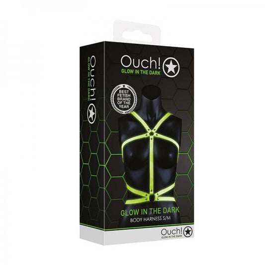 Ouch! Glow Body Harness - Glow In The Dark - Green