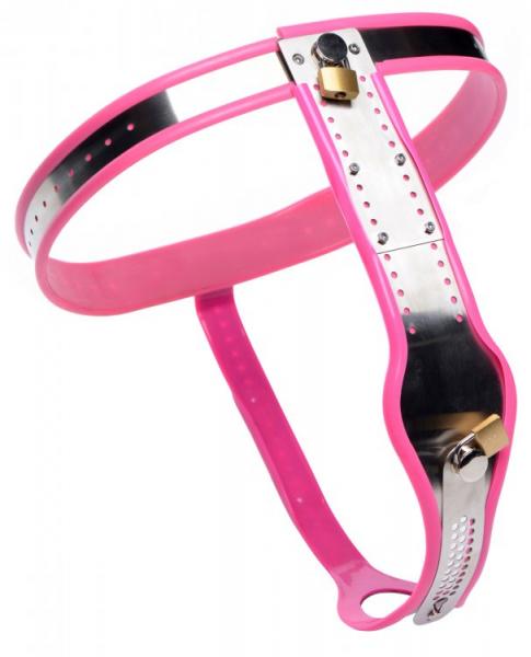 Cinturón de castidad femenino ajustable de acero inoxidable rosa 