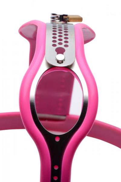 Cinturón de castidad femenino ajustable de acero inoxidable rosa 