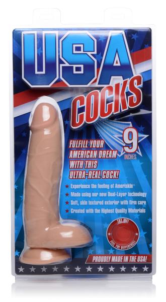 USA Cocks 9 Inches Ultra Real Dual Layer Beige Dildo