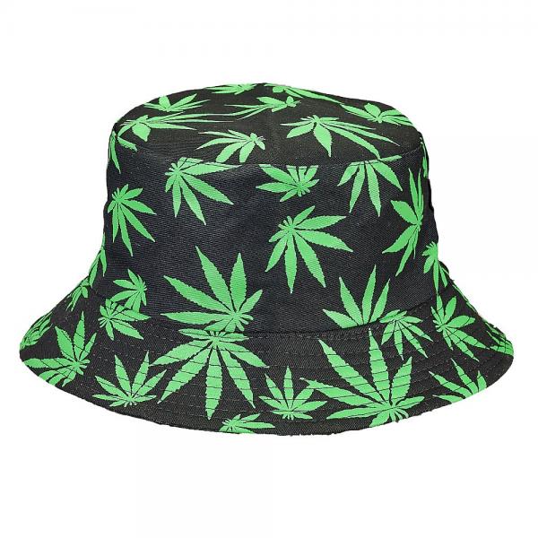 Bucket Hat W/ Green Leaves