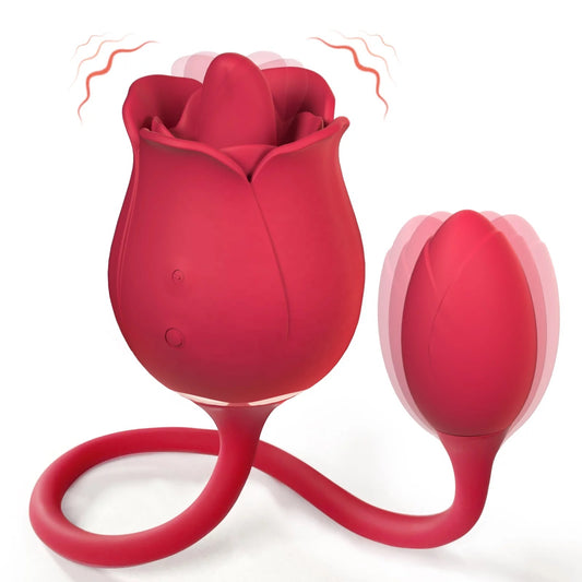 Sensuous Rose Tongue Vibrator with Vibrating Egg