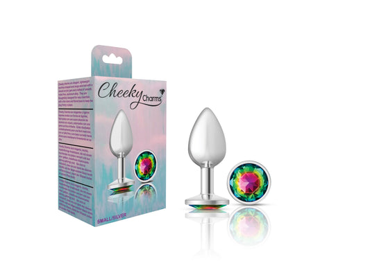 Cheeky Charms-Plug anal de metal plateado- Redondo-Arco iris