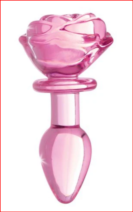 Pink Rose Glass Anal Plug