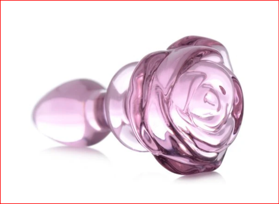 Pink Rose Glass Anal Plug