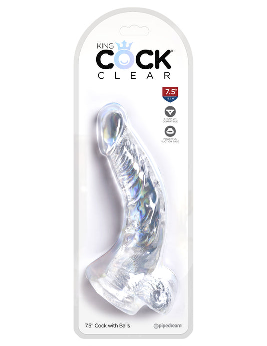 King Cock Clear 7.5" Polla Con Bolas