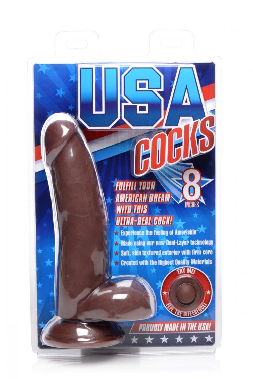 Usa Cocks Consolador Ameriskin de doble densidad de 8 pulgadas