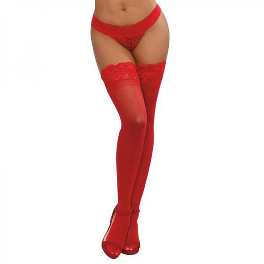 Dreamgirl Sheer Thigh-high Stockings With Silicone Lace Top
