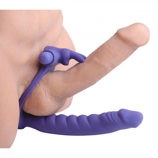 Double Delight Dual Penetration Vibrating Cock Ring