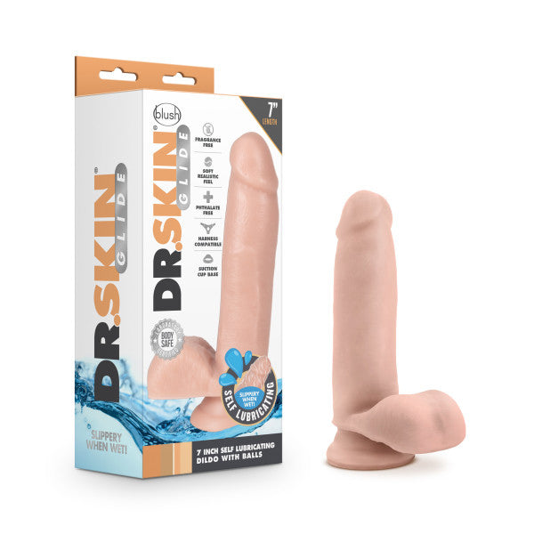Dr. Skin Glide - 7 Inch Self Lubricating Dildo With Balls