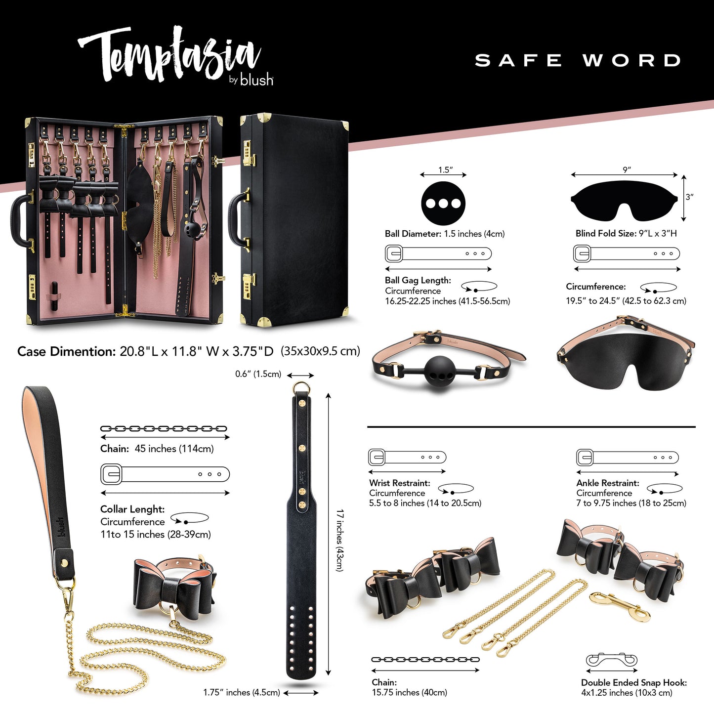 Temptasia Safe Word 10-Piece Bondage Kit with Suitcase