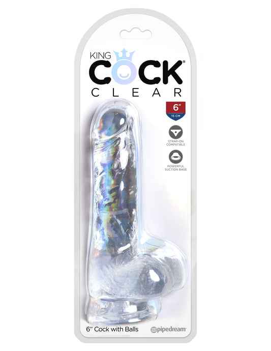 King Cock Clear 6" Polla Con Bolas