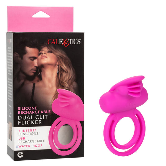 Anillo vibrador para pene Dual Clit Flicker Enhancer rosa