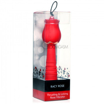 Bloomgasm Racy Rose Vibrador para Empujar y Lamer - Rojo